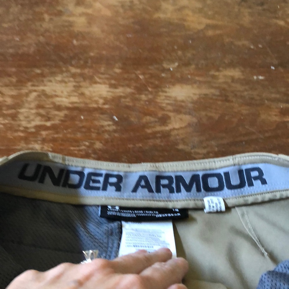 Boys Under Armour khaki dry fit shorts